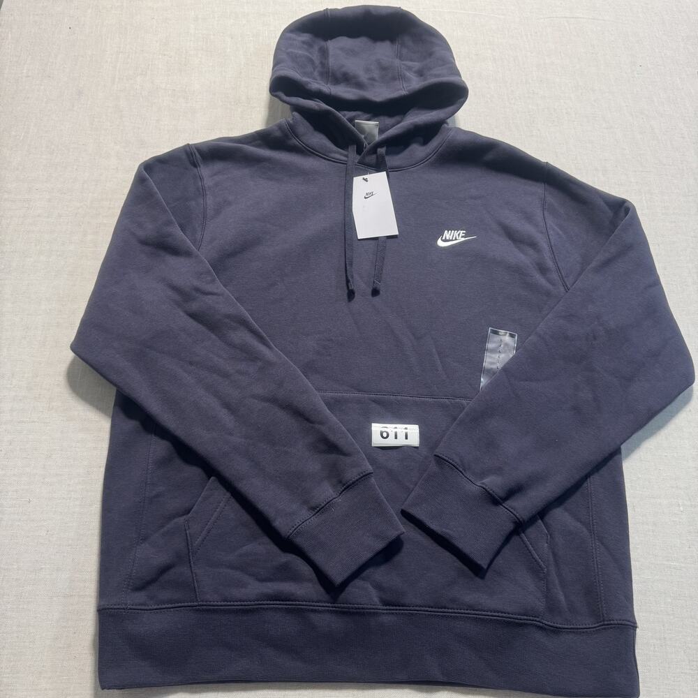 NIKE Men's Black  Sportswear Club Fleece Pullover Hoodie  Sz L Brand‎ New